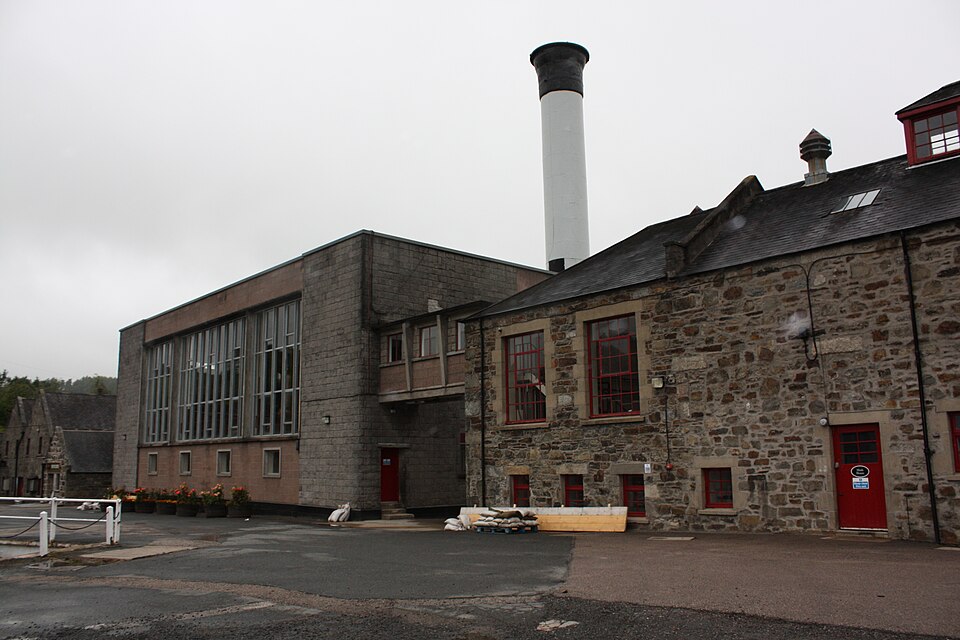The old stone courtyard buildings of GlenDronach distillery at Forgue, Aberdeenshire